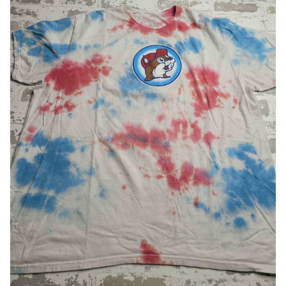 Bucee's Tie Dye Short Sleeve Patriotic Fireworks 4th of July Shirt Adult 2XL